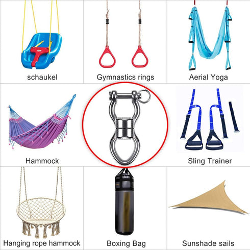 SELEWARE Silent Bearing Swing Swivel, 360° Rotational Device Hanging Accessory with Removeable Buckle for Tree Swing, Hammock Chair, Climbing Rope...