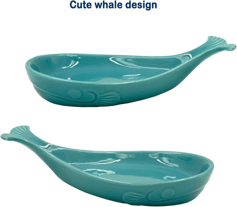 Whale Spoon Rest for Stove Top, Ceramic Spoon Holder for Kitchen Counter, Modern Farmhouse Kitchen Décor, 7.8 x 4.8 Inches (Aqua Blue)...