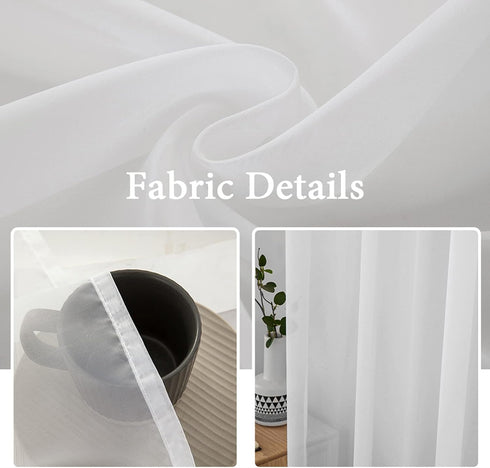 MIULEE 2 Panels Solid Color White Sheer Window Curtains Elegant Window Voile Panels/Drapes/Treatment for Bedroom Living Room (54 X 72 Inches White...