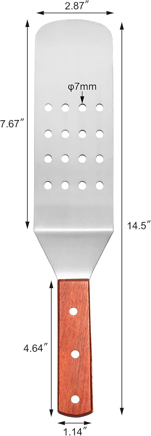 New Star Foodservice 36312 Wood Handle Flexible Grill Turner/Spatula, 14.5-Inch, Perforated...