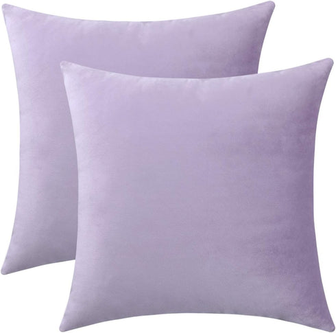 Jeneoo Comfy Soft Thick Velvet Throw Pillow Covers Decorative Solid Square Couch Cushion Cases for Bedroom Sofa Car Decor (Lavender, 16 x 16 Inche...