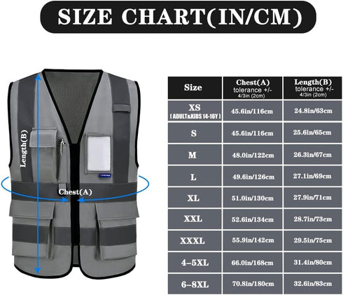 A-SAFETY grey security vest with zipper pockets...