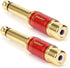 MOBOREST 1/4 in to RCA Female Pure Copper Adapter, 6.35mm Mono TS Plug Male 1/4 inch to RCA Female Stereo Interconnect Audio Adapter, (Red-2Pack)...