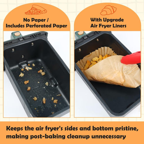 BYKITCHEN Air Fryer Liners for Ninja Dual Air Fryer, Set of 150, Rectangle Disposable Air Fryer Liners Compatible with Ninja DZ201/DZ401/DZ550, In...