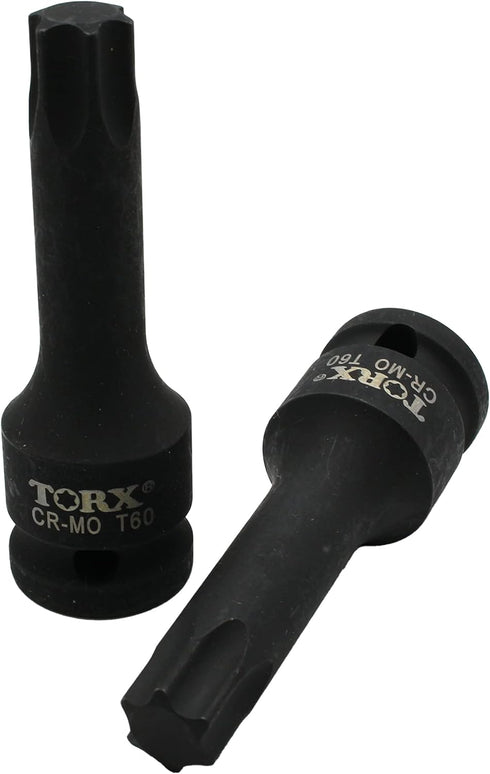 T60 3 Inch Long Torx Star 6 Point Black Impact Bit Socket Auto Repair Tool 1/2 Inch Square Drive...