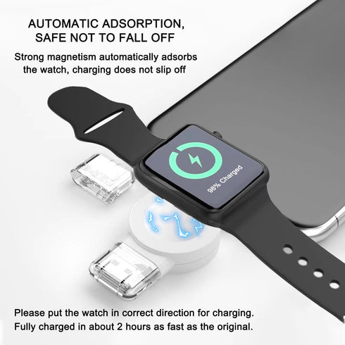 Portable Watch Charger for Apple Watch, Travel Charger for iWatch with USB-C & USB-A Fast Charging Magnetic Wireless Charger for Apple Watch SE/Ul...