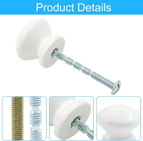 12 Packs Solid Wood Round Kitchen Cabinet Knobs, 1.10 Inch Diameter Wood Pulls, White Drawer Pulls, Dresser Drawer Handles Knobs...
