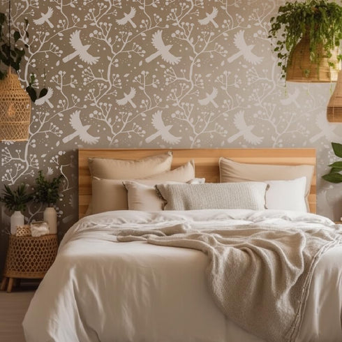 Bird on Branch Stenci for Painting on Walls Wood, Canvas, Paper, Fabric, Walls and Furniture 15.7 x 15.7 inch, Branch Stencil, Stencils Home Décor...