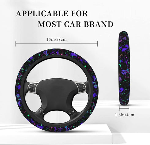 Purple Mushroom Steering Wheel Cover Non-Slip Auto Steering Wheel Protector Car Accessories Universal Fit 15 Inches for Men Women...