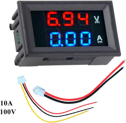 HiLetgo 2pcs 0.28" Digital Voltmeter Ammeter DC 100V 10A Amp Voltage Current Meter Tester 0.28 Inch 3 Bits Blue + Red Dual LED Display Panel with ...