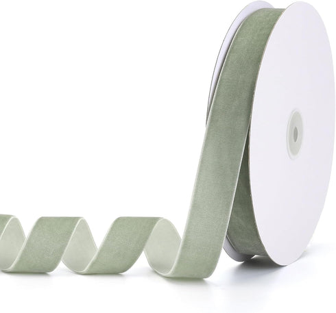 Dusty Green Velvet Ribbon 1" x 20Yd,Great for Gift Wrapping,Hair Bows Making, Wreaths,Wedding and Christmas Party Decoration(Dusty Green 1")...
