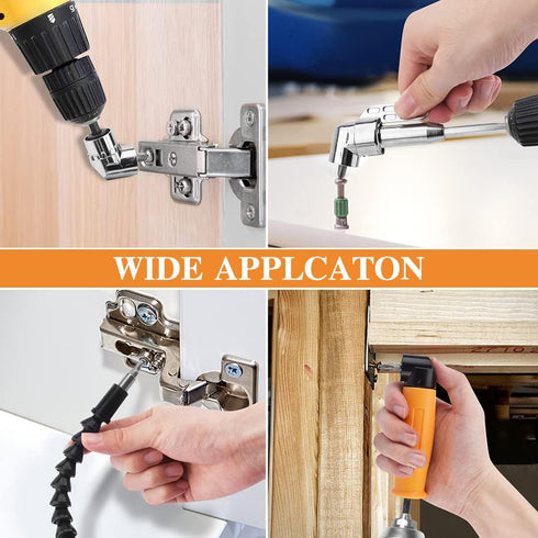 90/105 Degree Right Angle Drill 5 PCS Angle Extension Power Drill Attachment with 1/4'' Hex Impact Shank Flexible Shaft Adapter Magnetic Socket An...