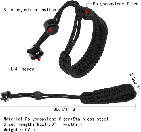 Camera Wrist Strap, Adjustable Nylon Hand Wrist Straps Lanyard with a 1/4" screw, for insta360 selfie stick, GoPro, Nikon Canon Sony Samsung Olymp...