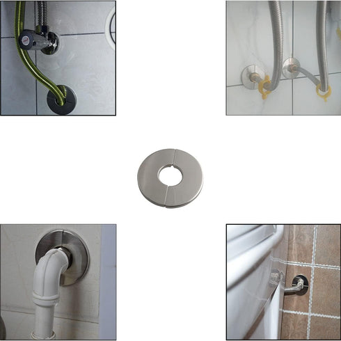 Wall Split Flange 2PCS Stainless Steel Round Escutcheon Plate Floor and Ceiling Plate Cover Split Flange for 28mm Dia Pipe 25 Type Silver...