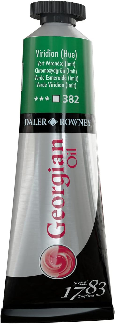 Daler Rowney Georgian Oil Paint Viridian Hue 38ml Tube - Art Paints for Canvas Paper and More - Oil Painting Supplies for Artists and Students - A...