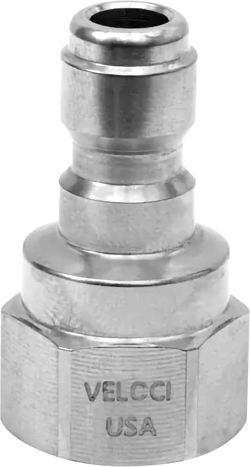 Veloci Prima 1/4" Stainless Steel Female NPT Quick Coupler Plug for Pressure Washers, Spray Wands, and Washing Attachments, Quick Disconnect Fitti...