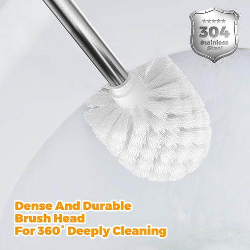 JIGA Toilet Brush and Holder, Stainless Steel Toilet Bowl Brush, Bathroom Toilet Bowl Scrubber Brush with Stiff Bristles...