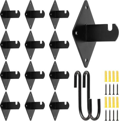 Gridwall Mount Brackets with Screws, 12 Pcs Grid Wall Accessory with 50Pcs Wall Mount Screws and 2 Pcs S Hooks for Wall Grid Panels Clothing Store...