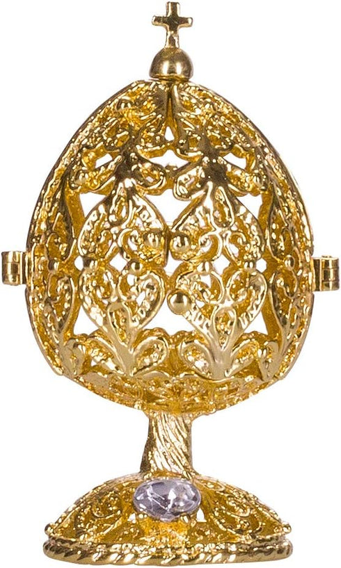 danila-souvenirs Faberge style Carved Egg with Church of Savior on Blood figurine 2.6'' (6.5 cm) gold color...