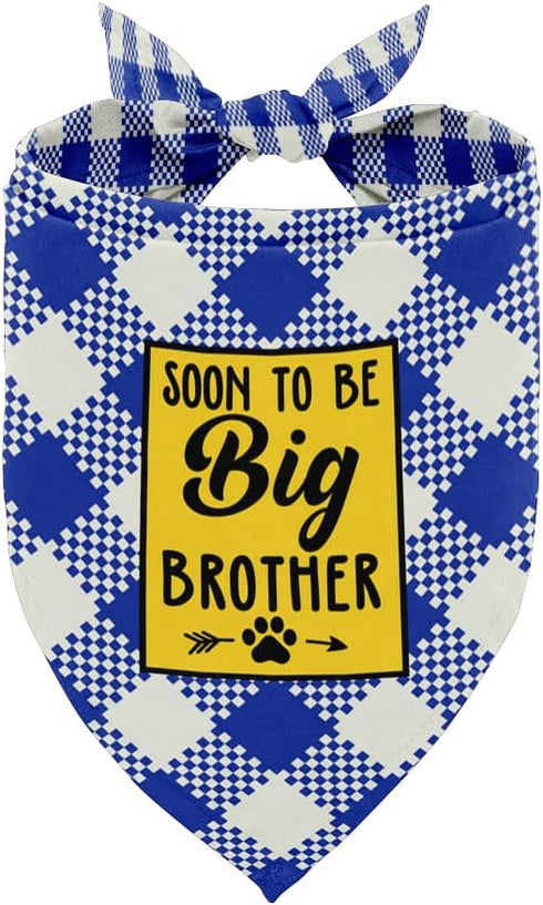 Dog Bandana, Soon to Big Brother Dog Bandana, Dog Scarf Classical Plaid Printing, Dog Scarf Accessories, Dog Bandana Pet Scarf, Pet Plaid Scarf Ge...