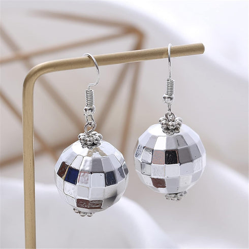 Caiyao Punk 60's 70's Disco Ball Drop Dangle Earring Mirror Ball Bracelet Pendant Necklace for Women Gothic Bar Halloween Party Jewelry Set Birthd...
