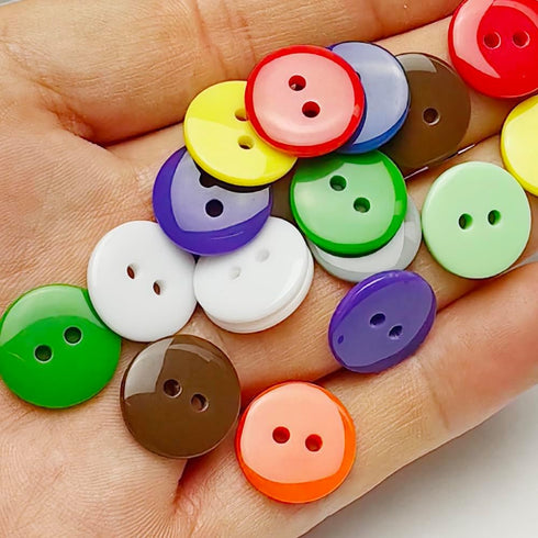 Libiline 100pcs 5/8"(15mm) Resin Button Solid Color 2Holes Craft Clothes Sewing Cards Making Sweater Shirt (Multi-colored, 5/8"(15mm))...