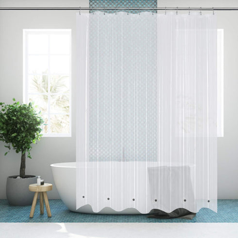 Mrs Awesome Long Shower Curtain Liner with 6 Magnets 72 x 78 inch, PEVA 8G Thick & Heavy Duty Plastic Shower Curtain for Bathroom, Waterproof,72x7...