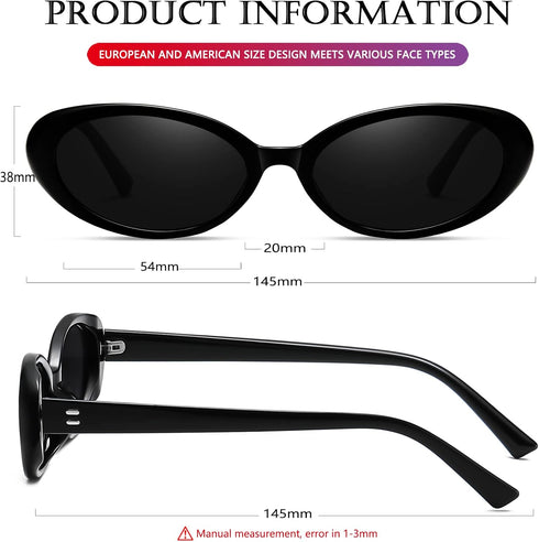 AIEYEZO Retro Oval Sunglasses for Women Fashion Small Oval Frame Sun Glasses 90s Vintage Style Shades...