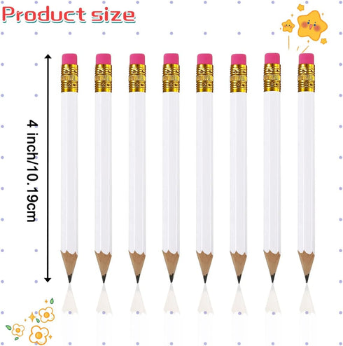 25pcs Golf Pencils with eraser Hexagon Wooden Pencils Graphite 2B for Golf Event Scoring,Classroom,Wedding,Company Meetings,Pew, Pocket (white)...