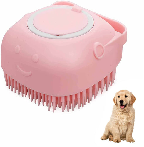 Dog Bath Brush Silicone Rubber Dog Grooming Brush Silicone Puppy Cat Grooming Cleaning for Short Long Haired Dogs and Cats Washing (Pink)...