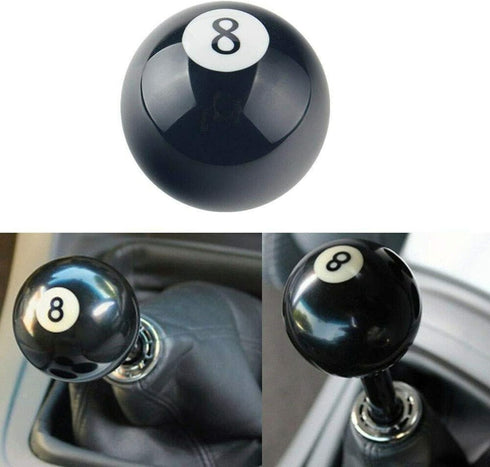 RYANSTAR Shift Knob Black 8 Ball Billiard Acrylic Gear Shift Lever Shift Knob Black Shaped Round Manual with 3 Adapters Universal Fit Compatible w...