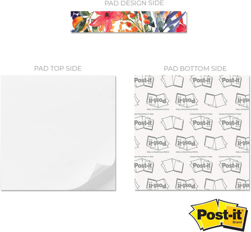 Modern Floral Slim Sticky Note Stacks / 3 Vibrant Botanical Designs / 110 Sheets Per Pad / 2.75" Square Tropical Memo Blocks/Cheery Floral Prited ...