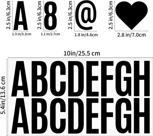 400 Pieces Black Letter Stickers 24 Sheets Large Letter Stickers 2.5 Inch Self Adhesive Number Alphabet Stickers Waterproof for Bulletin Board Let...
