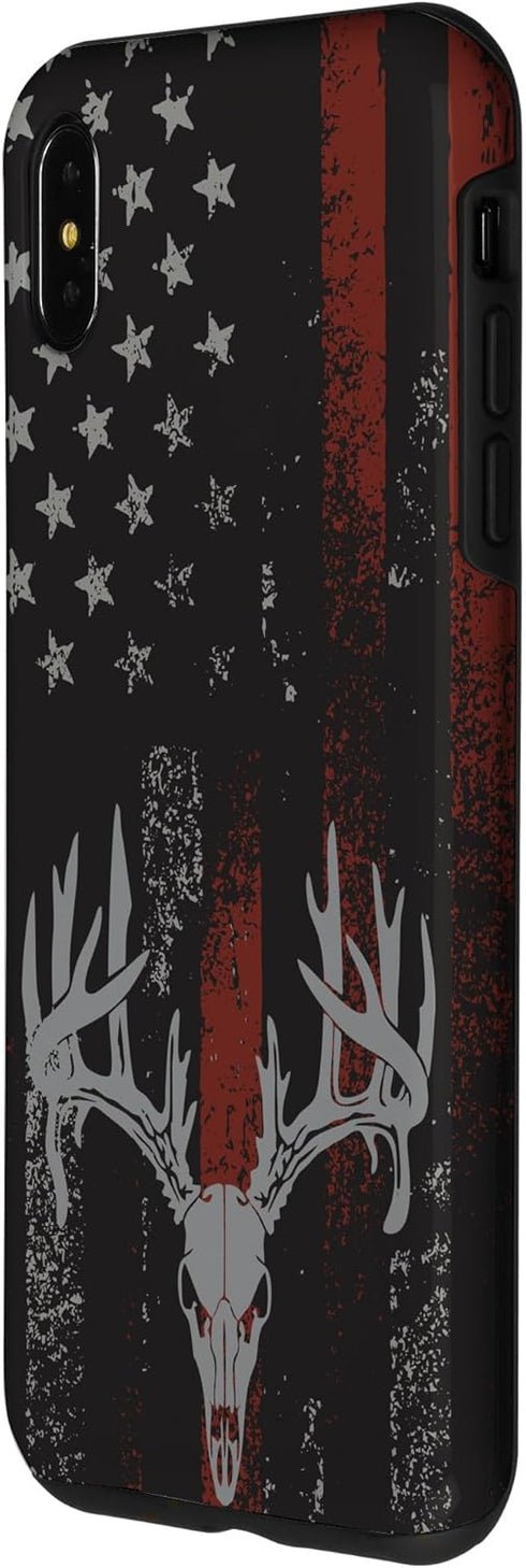 iPhone XS Max American Flag Whitetail Deer Buck Hunting USA FLAG Hunter Case...