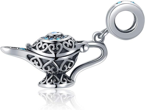 Magic Lamp Charms 925 Sterling Silver Crystal Pendants fit Pandora Bracelet Necklace...