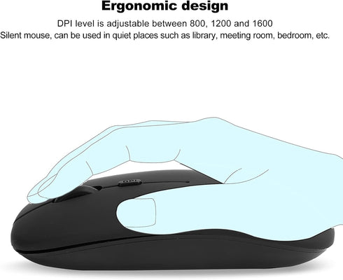 Wireless Mouse, Mouse Black Wireless Bluetooth 5.0 Silent Office Computer Mouse for OS XMiSamsung Laptop Tablets...