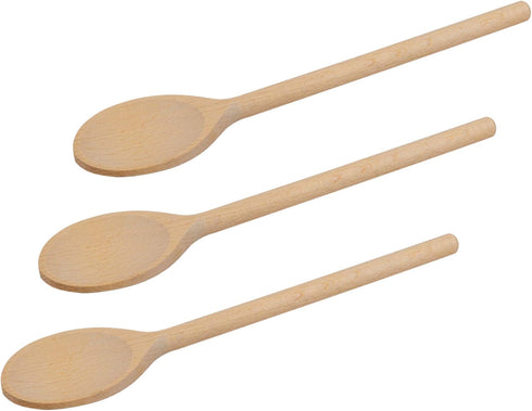 10 Inch Long Wooden Spoons for Cooking - Oval Wood Mixing Spoons for Baking, Cooking, Stirring - Sauce Spoons Made of Natural Beechwood - Set of 3...