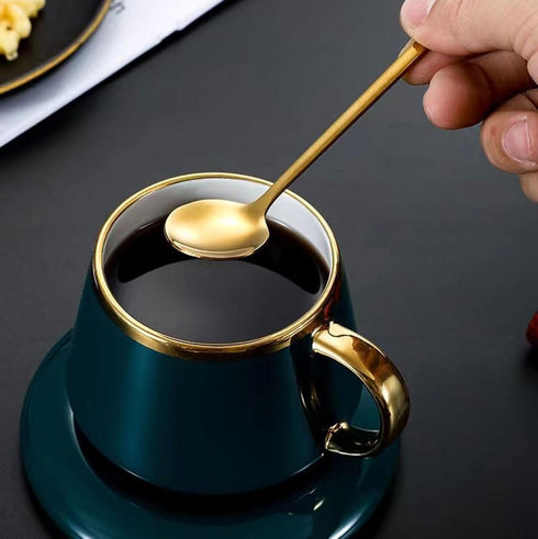 4PCS 2-6.7 ""coffee spoons and 2-6"" coffee spoons, mixing spoon, tea spoon long handle?gold spoon, iced tea spoon, mixing spoon, gold espresso sp...