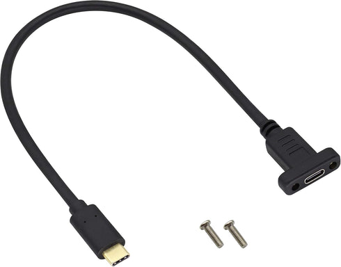 USB Type C 3.1Panel Mount Adapter Cable USB-C 3.1 Gen2 10Gbps Male to USB C Female Panel Mount Screw Cable,Supports Charging,Data,Audio,Video Cabl...
