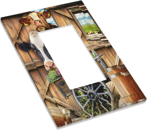 Farm Cow Single Rocker Light Switch Cover Decorative Wall Plate Electrical Switchplate for Farmhouse Country Home Decor...
