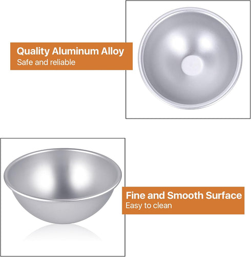 2Pcs Aluminum Hemisphere Pan, 8 Inch Sphere Half Ball Cake Pan, Nonstick 3D Round Shape Cake Molds for Baking, Football Cake Pan for Birthday Wedd...