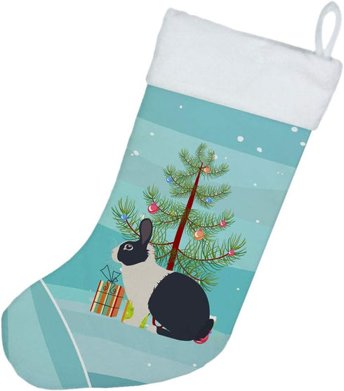 Caroline's Treasures BB9325CS Dutch Rabbit Christmas Christmas Stocking, Teal Fireplace Hanging Stockings Christmas Season Party Decor Family Holi...