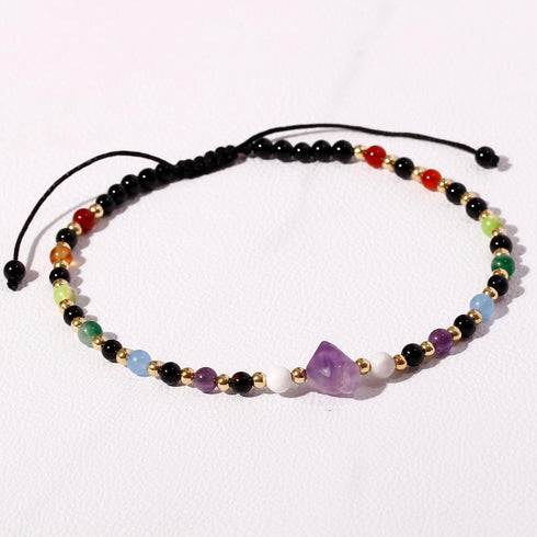 Real 7 Chakra Anklet Summer Beach Black Agate Amethyst Raw Stone Ankle Bracelets for Women Spiritual Healing Crystals Energy Yoga Meditation Gifts...