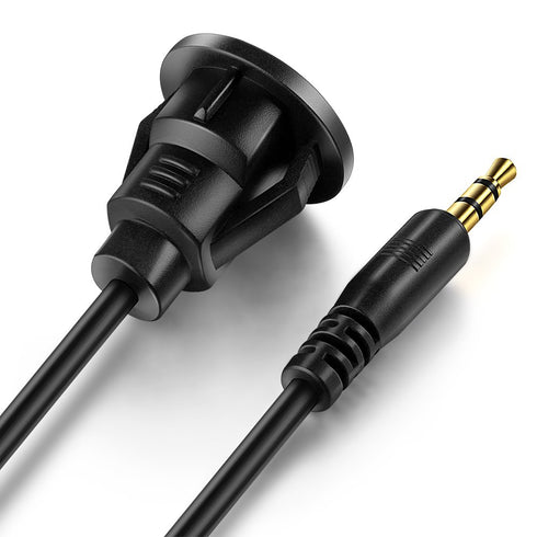 3.5mm Male to Female Car Truck Dashboard Flush Mount 1/8" AUX Audio Jack Extension Cable with Mounting Panel for Car Boat and Motorcycle (3 Feet)...