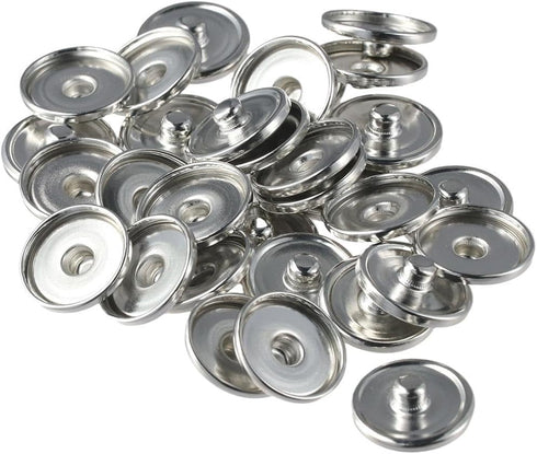 diyhub 100Pcs Hemmed Round Snap Button,18mm Base Trays Blank Press Button for DIY Jewelry Making...
