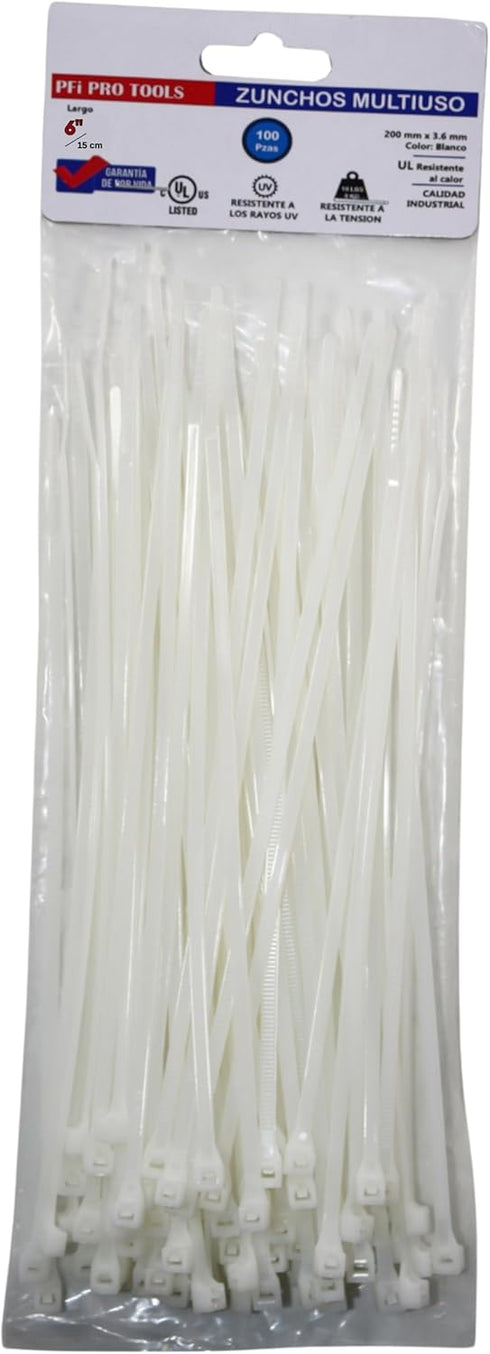 6 Inch UV-Resistant Cable Ties - 100 Pack, Heavy Duty, Transparent...