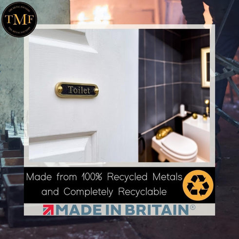 Toilet Brass Bathroom Door Sign. Traditional Style Home Décor Wall Plaque Handmade By The Metal Foundry UK....