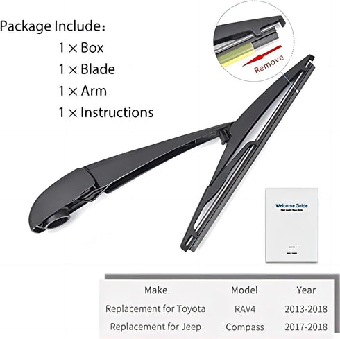 OTUAYAUTO 85242-42040 Rear Windshield Wiper Arm Blade Set - Replacement for Toyota RAV4 2013-2018, Jeep Compass 2017-2023...
