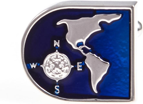 Globe Earth Map Pair Cufflinks in a Presentation Gift Box & Polishing Cloth...