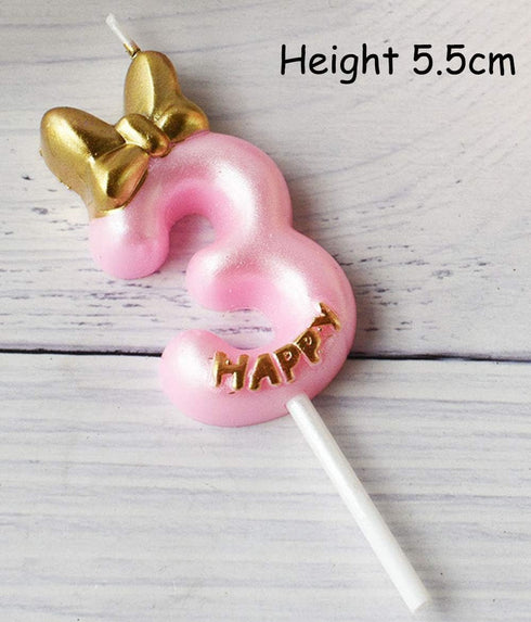 Gold 3 Candle Birthday Girl, Pink Number 3 Cake Topper, 3rd Birthday Party Decoration...